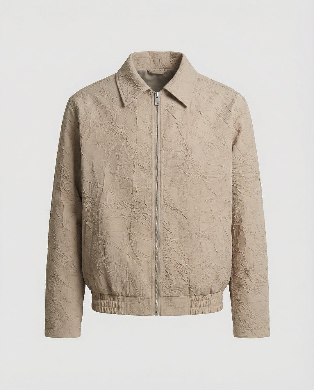 Herren leichte strukturierte Blousonjacke mit Hemdkragen Reißverschluss und elastischem Saum EB