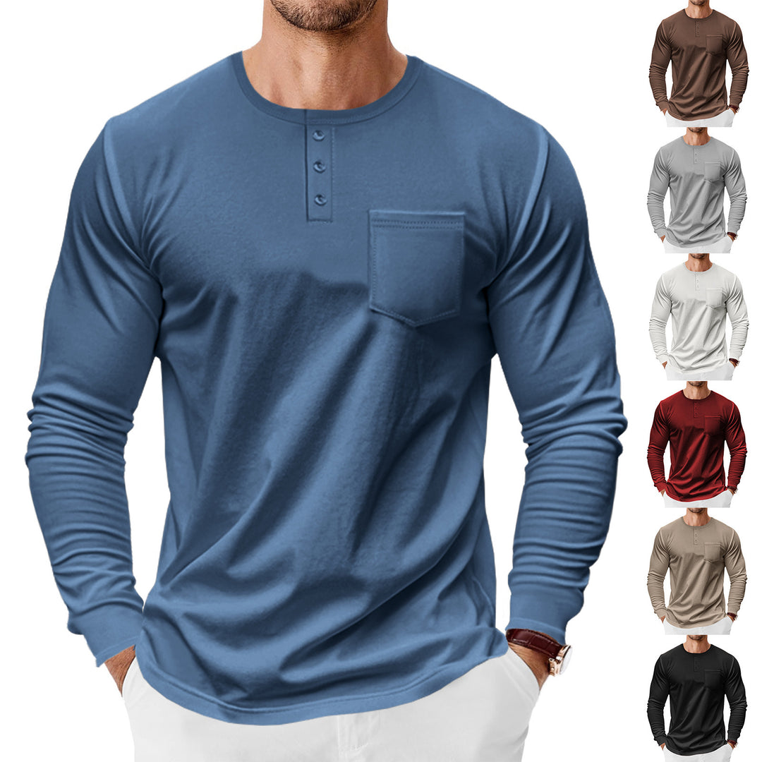 Herren Langarm-Hemden mit Knopfleiste und Brusttasche EB