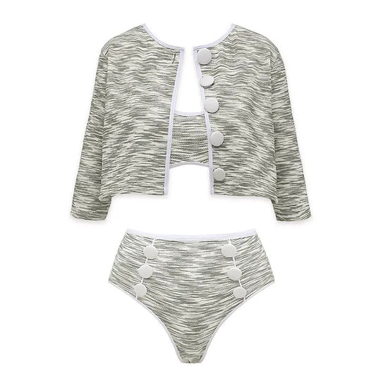 Damen Bikini-Set mit hochtailliertem Höschen und modischem Oberteil EB