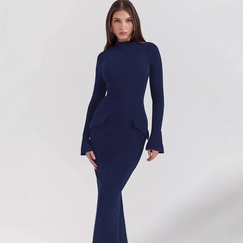 Damen Elegantes und figurbetontes Langarmkleid mit modernem Design EB