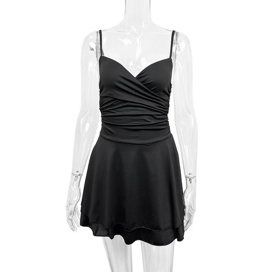 Damen figurbetontes Wickelkleid mit fließendem Rock EB