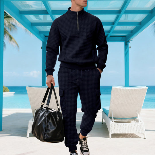 Herren Funkelndes Freizeit-Ensemble mit hohem Kragen und praktischen Taschen EB