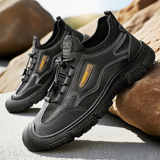 Herren nan robuster Mesh-Trekkingschuh mit verstärkter Gummizehenkappe, Schnellzug-Schnürung und griffiger Profilsohle EB