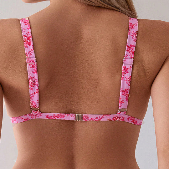 Damen Triangel-Bikini mit elegantem floralem Design und verstellbaren Trägern EB