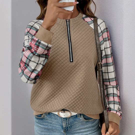 Damen sportlicher Sweatshirt mit Reißverschluss EB