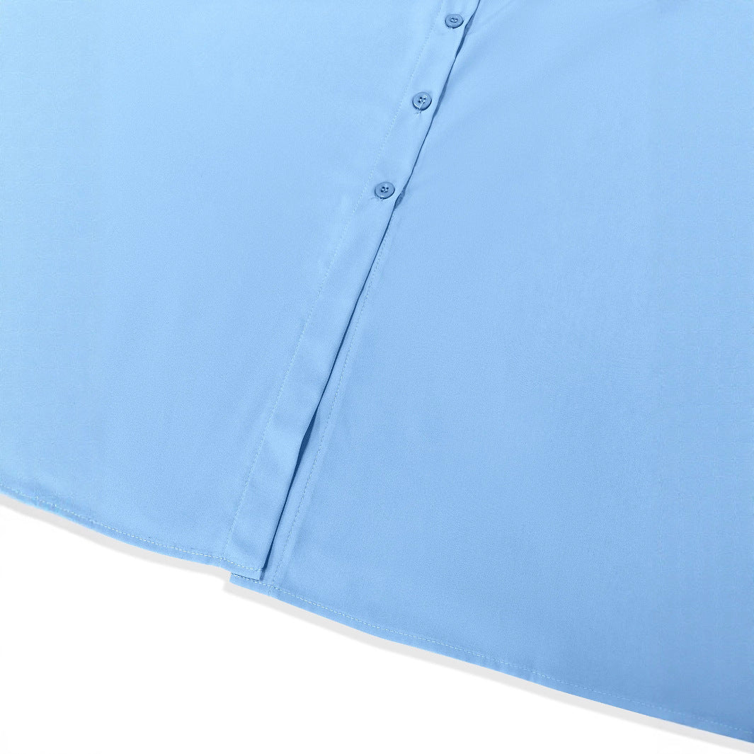 Damen Hemdblusenkleid mit voluminösen Puffärmeln und eleganter Knopfleiste EB