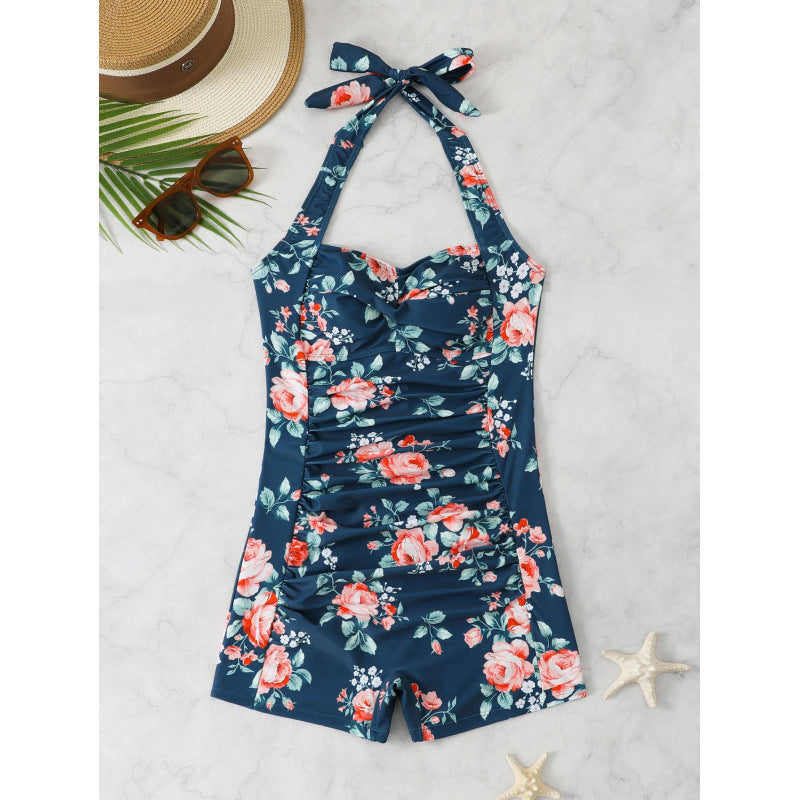 Damen Einteiliger Badeanzug mit modischer Raffung und sportlichem Design EB