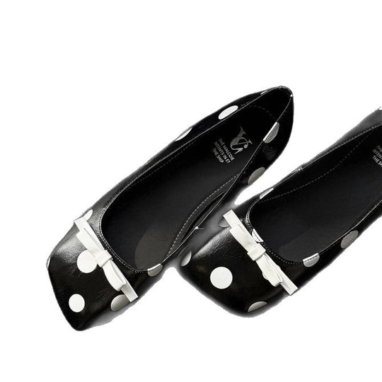 Damen elegante Ballerinas mit modischem Punktedesign und dekorativem Schleifendetail EB