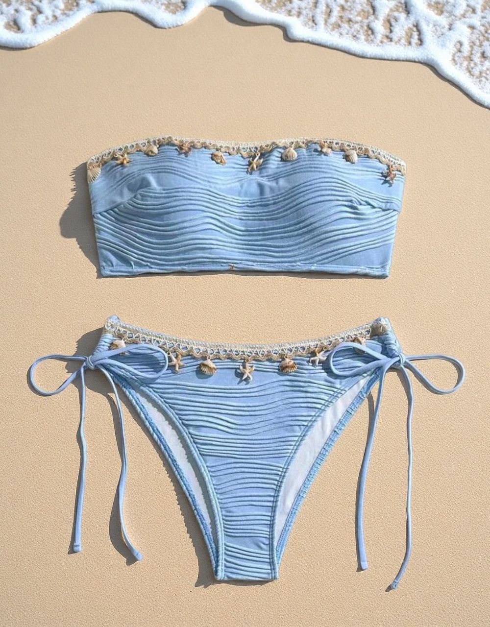 Damen Bandeau-Bikini mit raffinierten Muschel-Details EB