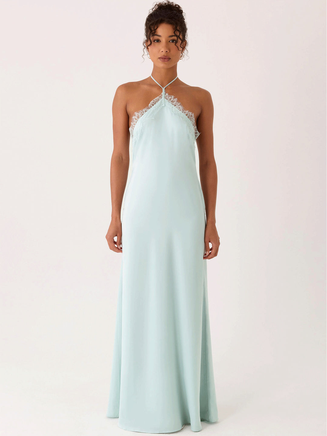 Damen Elegantes Maxikleid mit raffiniertem Spitzen-Bustier und fließendem Stoff EB