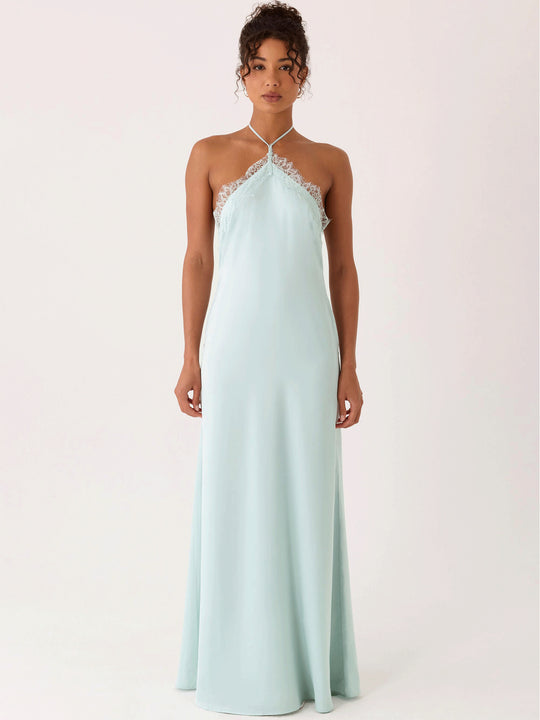 Damen Elegantes Maxikleid mit raffiniertem Spitzen-Bustier und fließendem Stoff EB