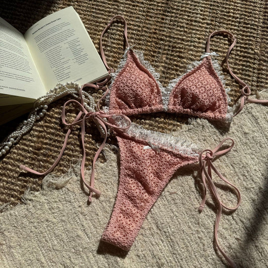Damen gehäkelter Triangel-Bikini mit romantischen Spitzenakzenten EB