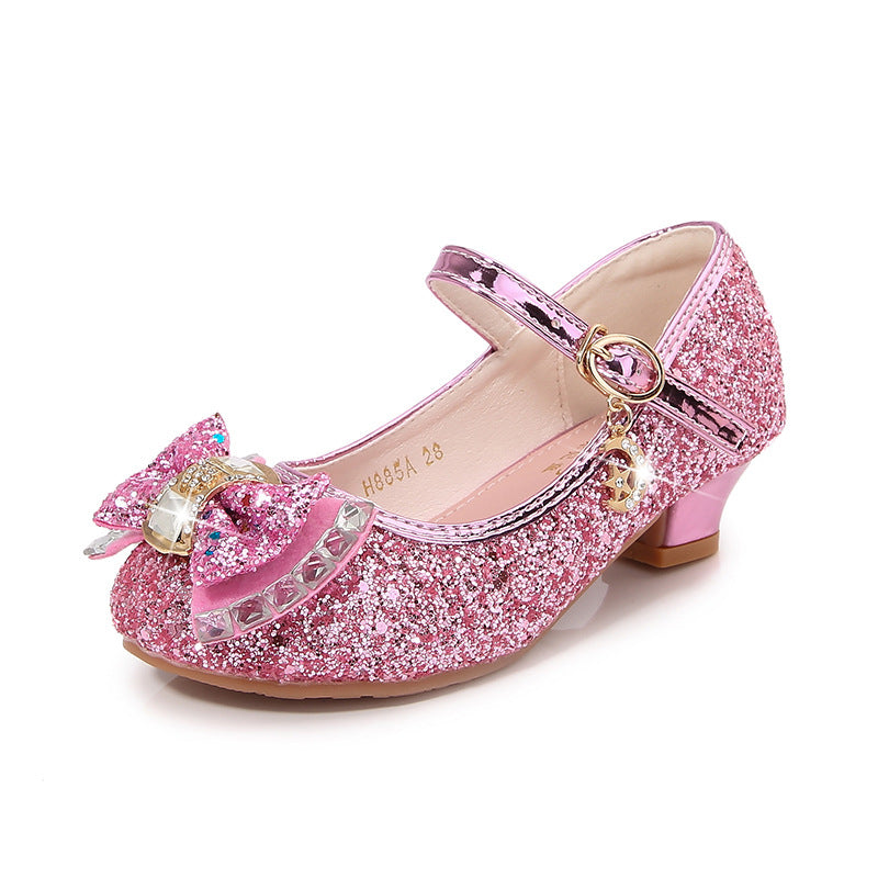 Mädchen Elegante Glitzer Ballerinas mit dekorativer Schleifen- und Strassapplikation EB