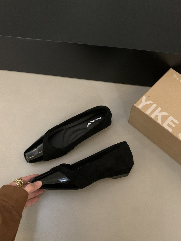 Damen elegante Ballerina-Pumps mit modischem Lederoberteil und komfortablem Fußbett EB