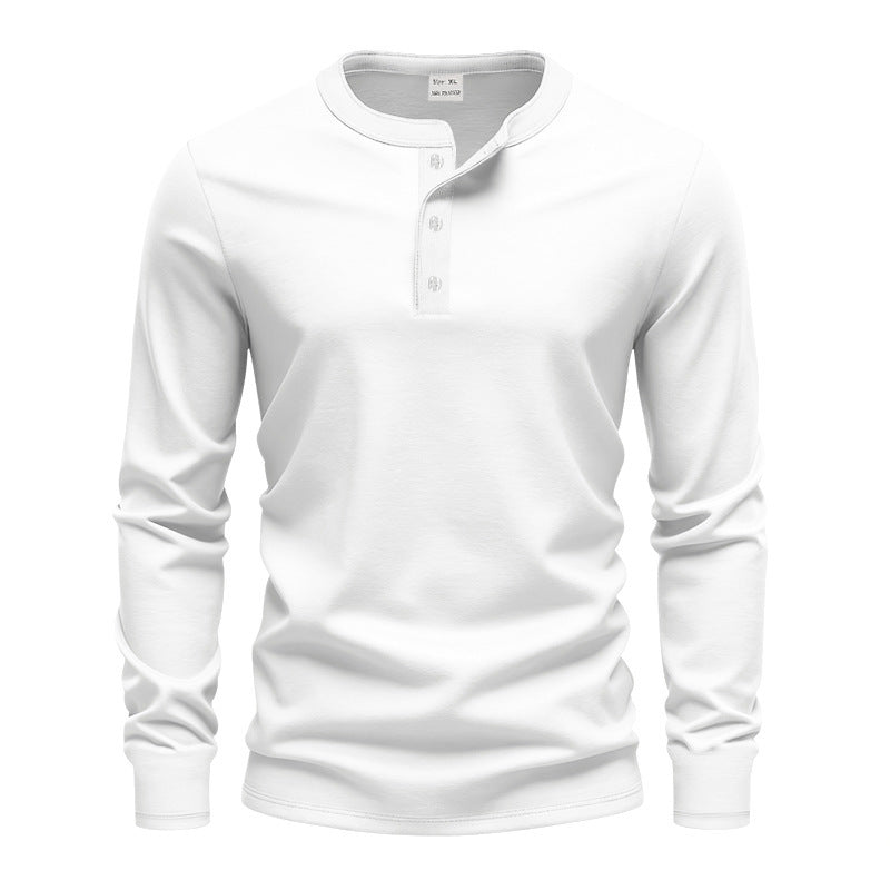 Herren nan tailliertes Langarm-Henleyshirt mit Stehkragen, feinem Baumwollstretch und Rippbündchen EB