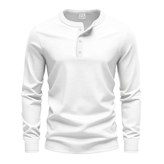 Herren nan tailliertes Langarm-Henleyshirt mit Stehkragen, feinem Baumwollstretch und Rippbündchen EB