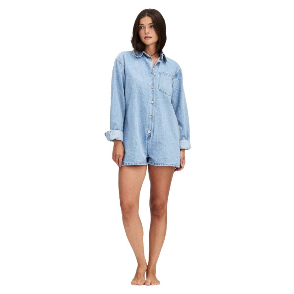 Damen Jeans-Overall mit Kurzarm und praktischen Taschen EB