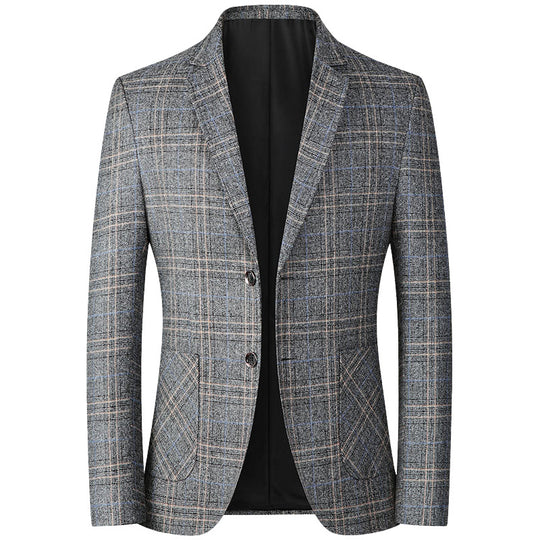 Herren Kariertes Wollmix-Sakko Slim Fit mit schmalem Revers EB
