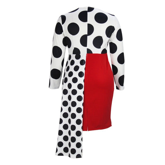 Damen Asymmetrisches Kunstkleid mit modernen Linien EB
