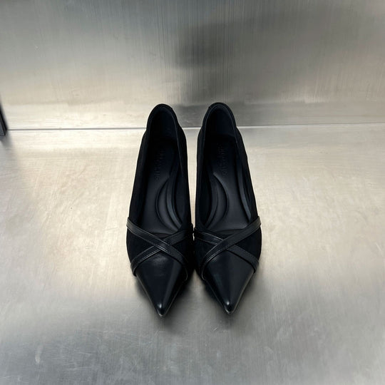Damen elegante Pumps mit feiner Lederkombination und komfortablem Absatz EB