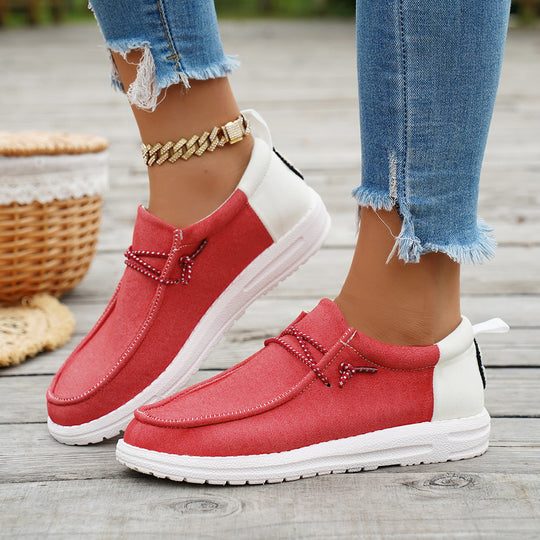 Damen Slip-On Sneakers mit modischem Schnürdesign EB