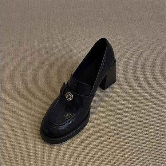 Damen klassisch-elegante Loafers mit Blockabsatz EB