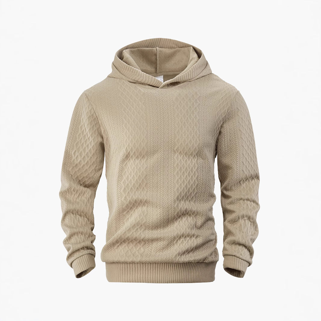 Herren nan strukturierter Schlauchkragen-Pullover mit Kapuze und Waben-Jacquard EB
