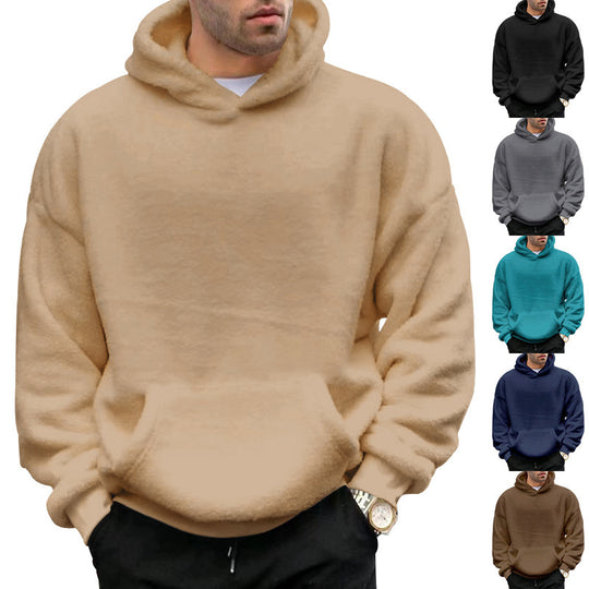 Unisex nan kuscheliger Teddy-Fleece Hoodie mit überlanger Passform und Kängurutasche EB