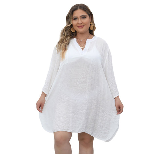 Damen lässiges Strandkleid mit seitlichem Schlitz EB
