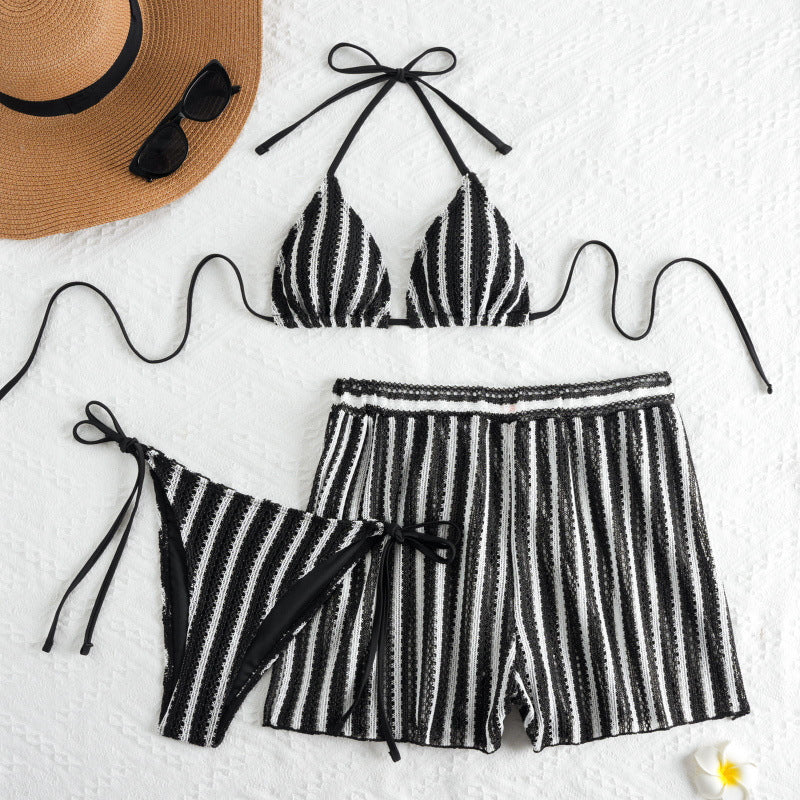 Damen Bikini-Set mit modischen Streifen und verstellbaren Trägern EB