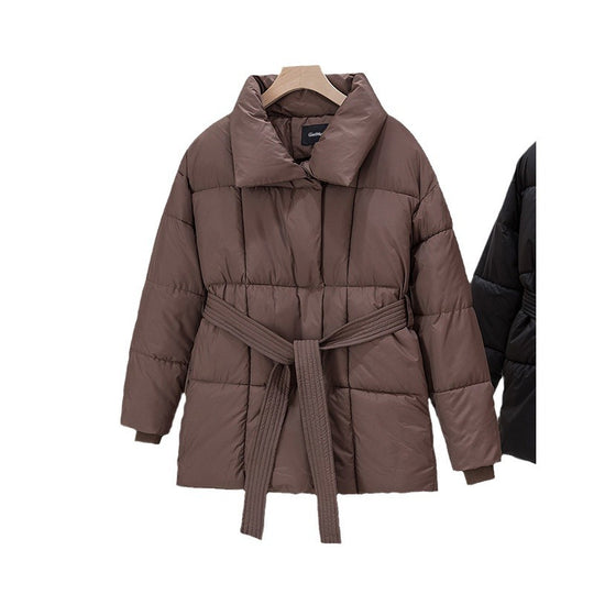 Damen Wattierte Jacke mit Gürtel und eleganter Kragenform EB