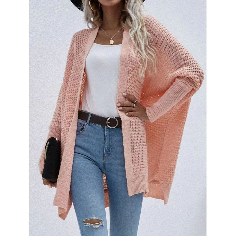 Damen luftige Strickjacke mit offenes Design und feiner Maschenstruktur EB