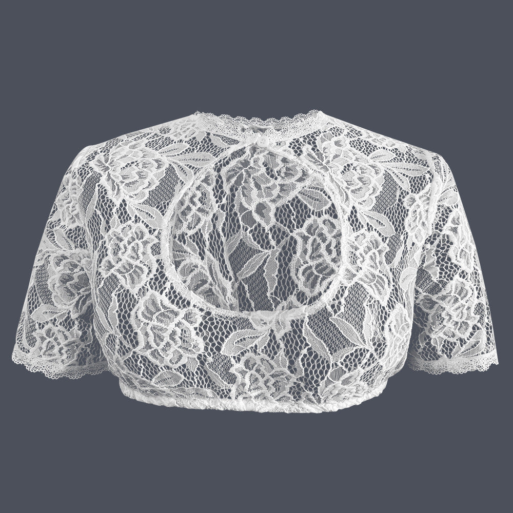 Damen nan Spitzenbolero mit hohem Kragen und kurzen Ärmeln EB
