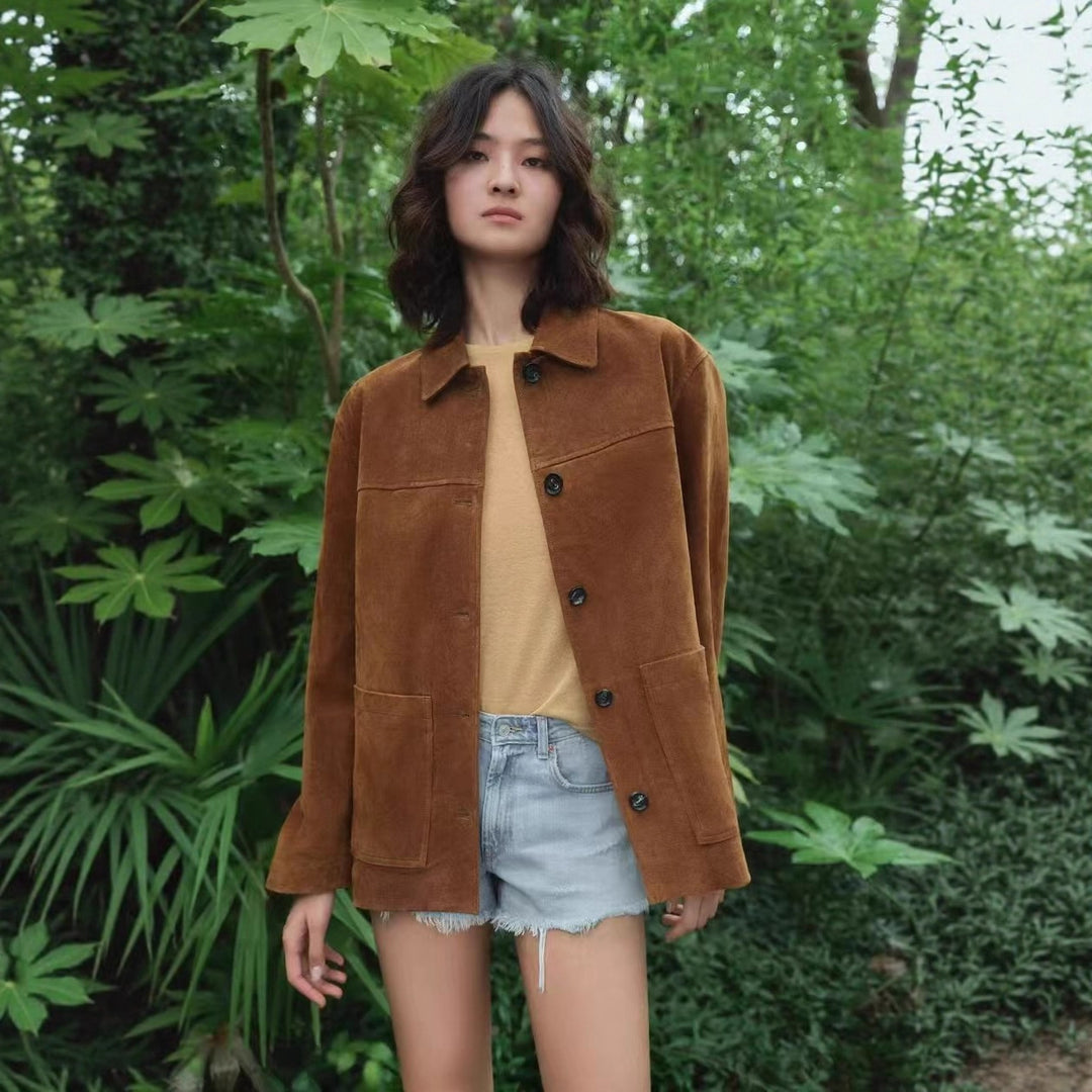Damen Suedejacke im modernen Schnitt mit großen Taschen EB