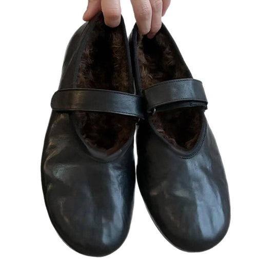 Damen Mokassins mit elegantem Riemen und kuscheligem Innenfutter EB