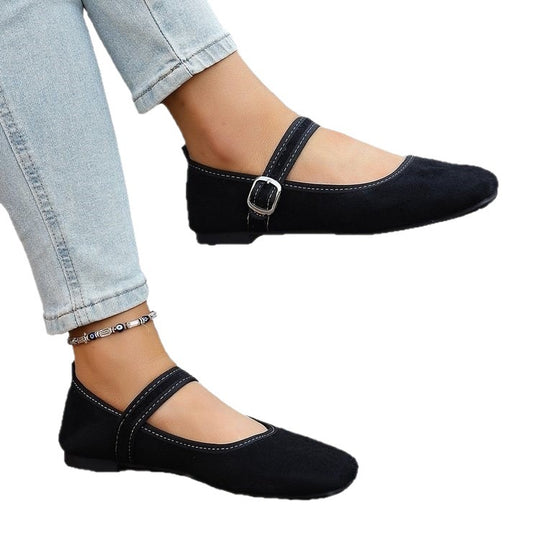 Damen Elegante Ballerinas mit verstellbarem Riemen EB