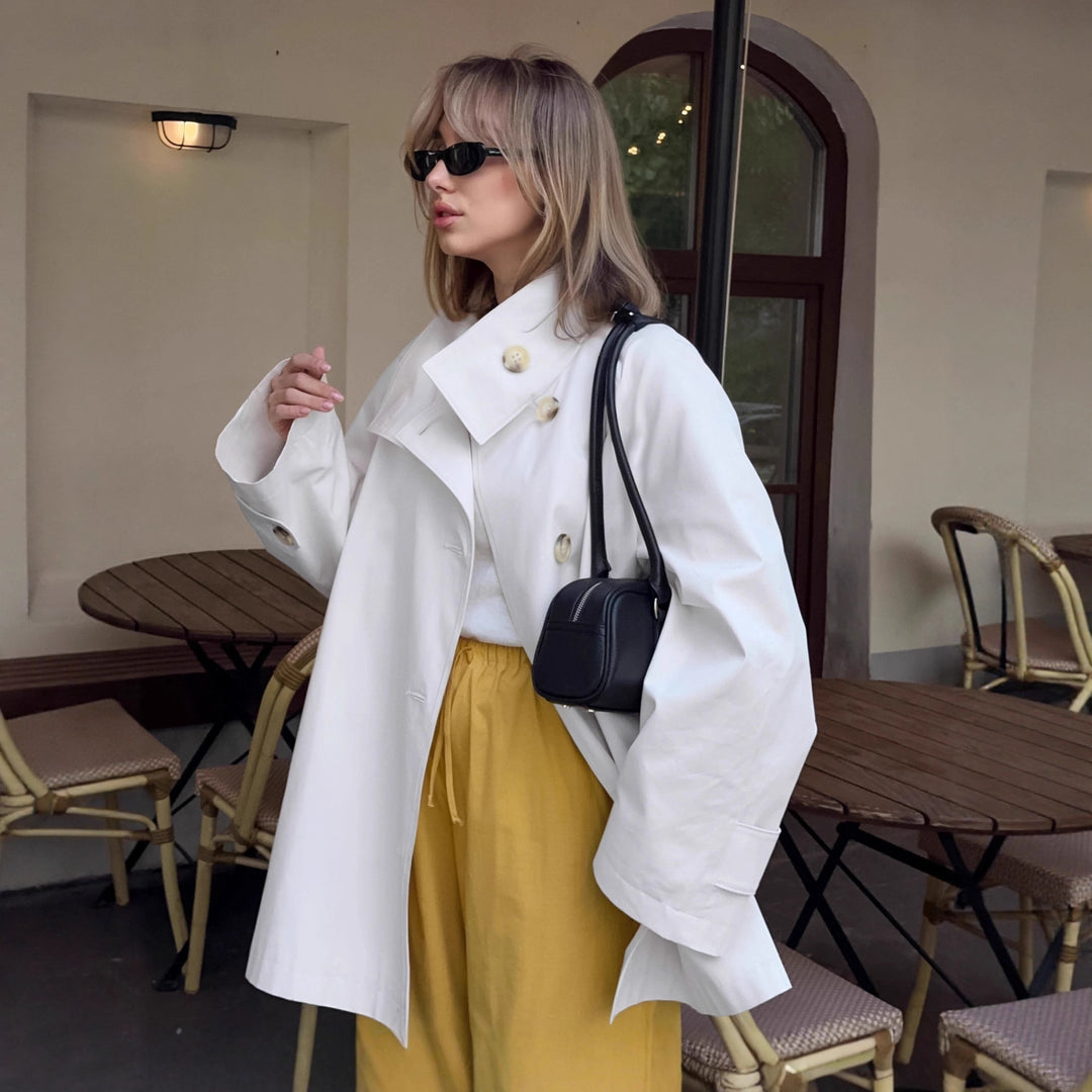 Damen Modischer Oversized-Trenchcoat mit großen Knöpfen EB