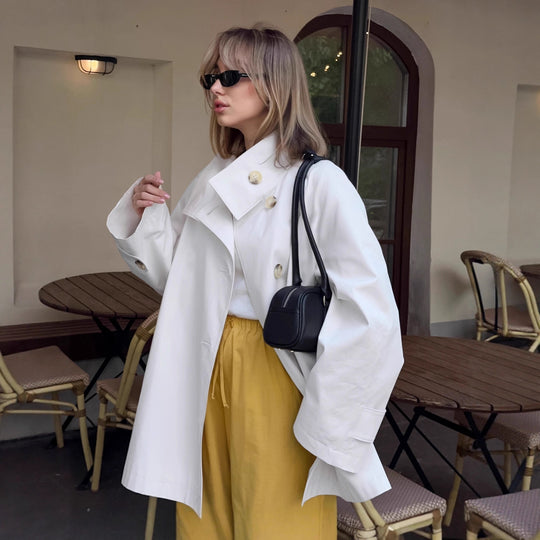 Damen Modischer Oversized-Trenchcoat mit großen Knöpfen EB