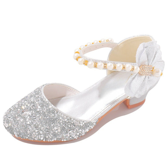 Damen Elegante und funkelnde Mittelabsatzschuhe mit Perlen- und Schleifendetails EB