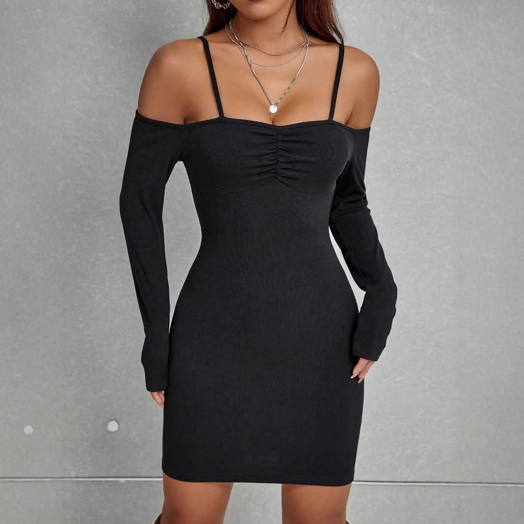 Damen elegantes Bodycon-Kleid mit Cut-Out-Details und langen Ärmeln EB