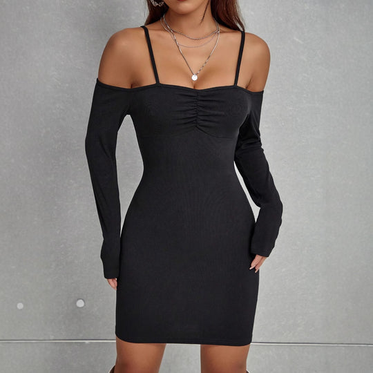 Damen elegantes Bodycon-Kleid mit Cut-Out-Details und langen Ärmeln EB