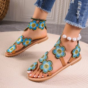 Damen Modische Sandalen mit floralen Applikationen EB