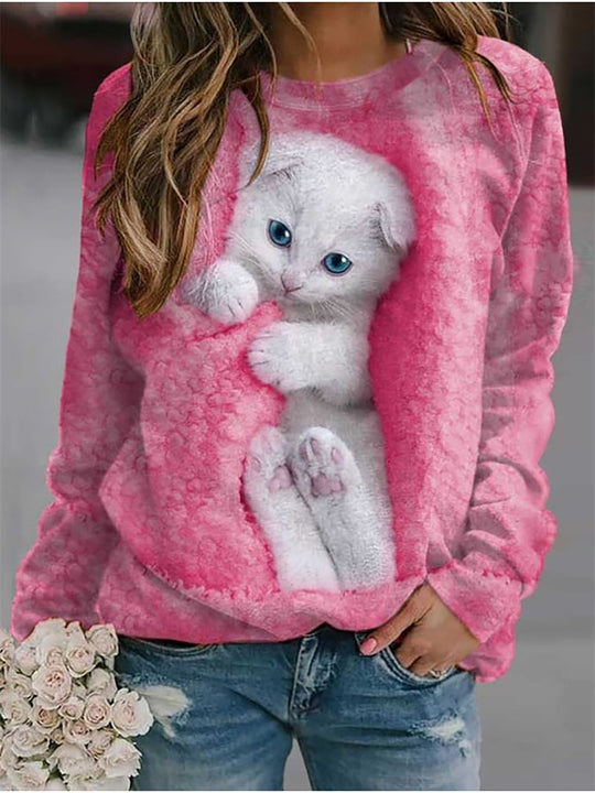 Damen Sweatshirt mit niedlichem Tiermotiv EB