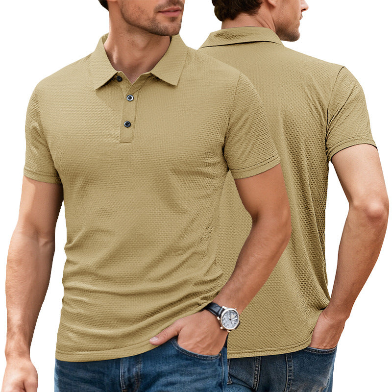 Herren nan strukturiertes Mikrojacquard-Poloshirt mit schlanker Passform und elastischem Komfortstretch EB