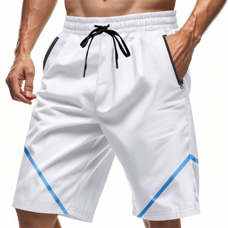 Herren nan atmungsaktive Trainingsshorts mit Reißverschlusstaschen und elastischem Tunnelzugbund EB