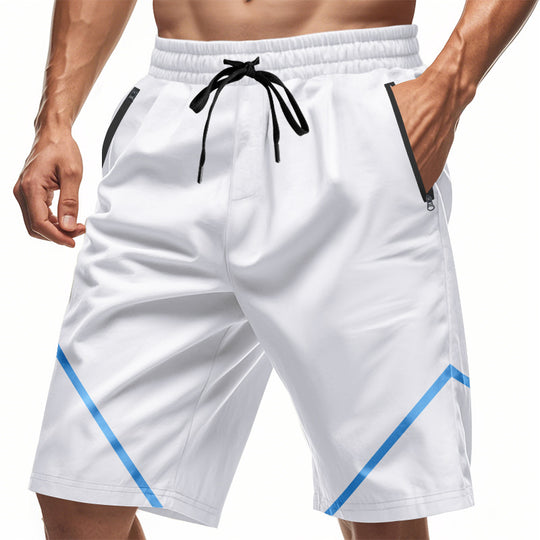 Herren nan atmungsaktive Trainingsshorts mit Reißverschlusstaschen und elastischem Tunnelzugbund EB