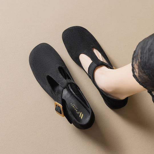 Damen modische Ballerinas mit eleganter Schnallenapplikation EB