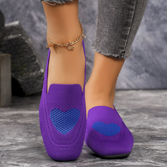 Damen Elegante Slip-On Ballerinas mit Herzdetails EB