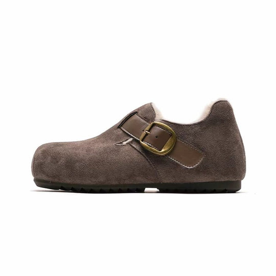 Damen Bequeme Lederschuhe mit modischer Knopfdetail EB