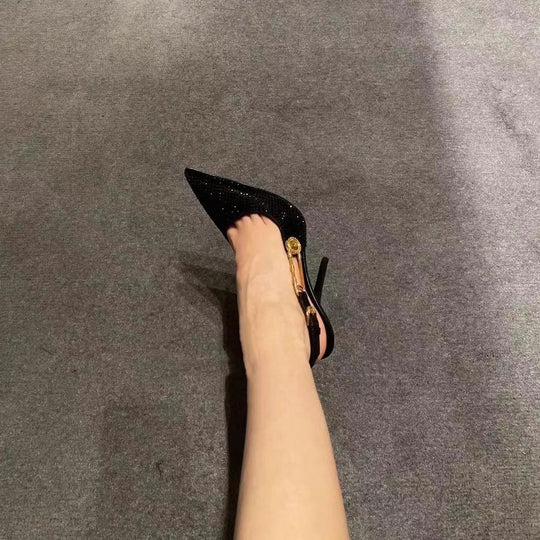 Damen Slingback-Pumps mit funkelnden Strassverzierungen EB